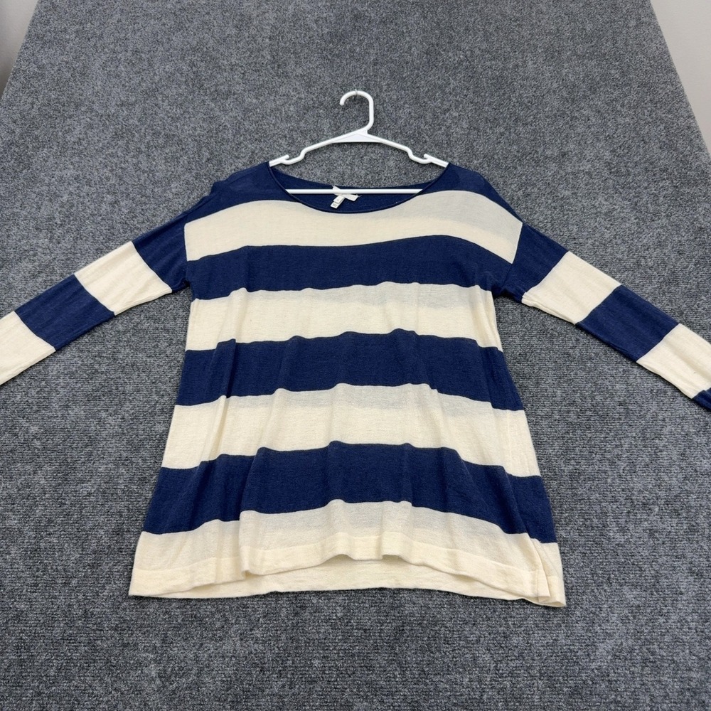 Joie Sweater Women S Navy Wool Silk Cashmere Striped Long Sleeve Nautical Preppy